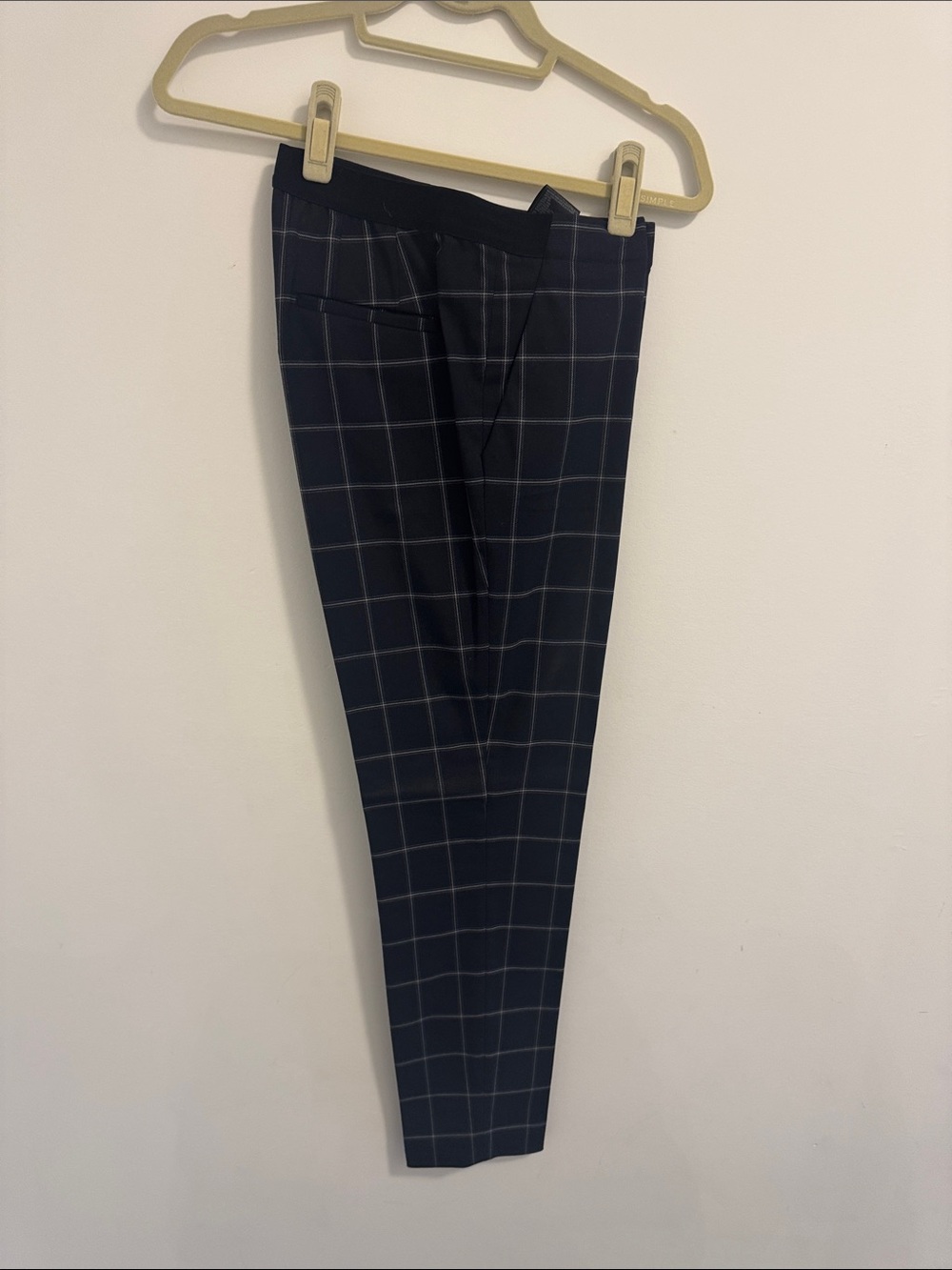 Uniqlo Navy Blue Windowpane Plaid Trousers